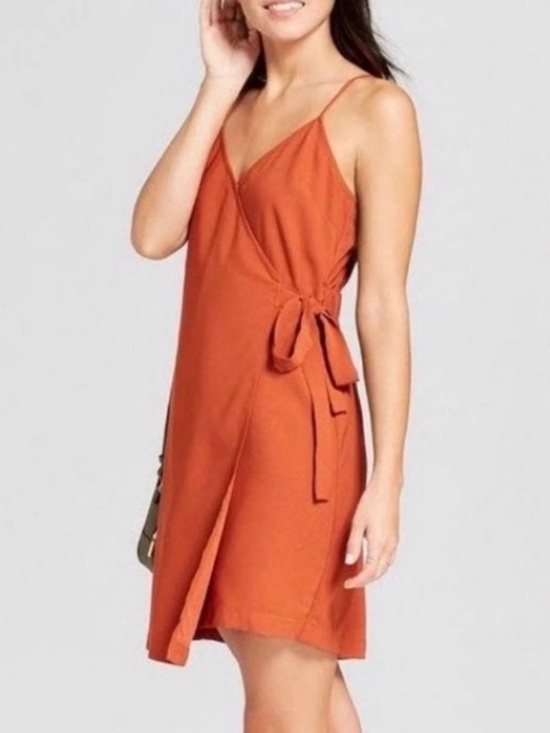 Mossino Dresses & Skirts - MOSSIMO Women's Rust Orange Wrap Dress - Small